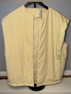 100% Cotton Self Contrast Oversized Butter Yellow Cream Vest Boxy One Size